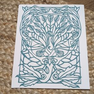 Art Nouveau Peacock art, cut paper, 8x10